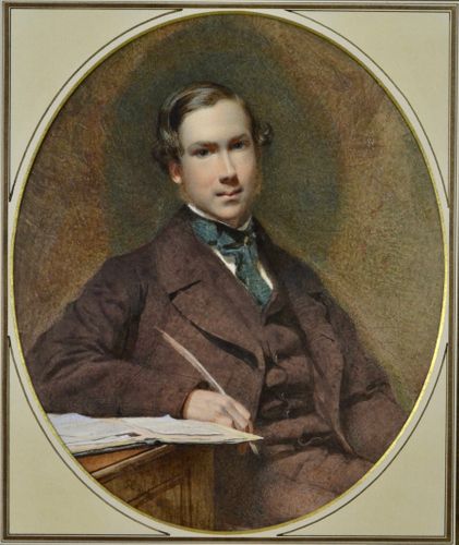 George Elgar Hicks - Portrait of a Young Man - watercolour