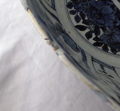 Ming Kraak Blue and White Porcelain Punch Bowl
