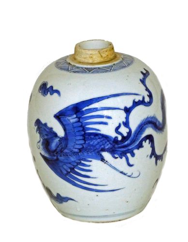 kangxi blue and White Ovoid Jar