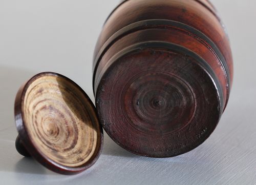19th Century Treen Barrel Lidded Pot