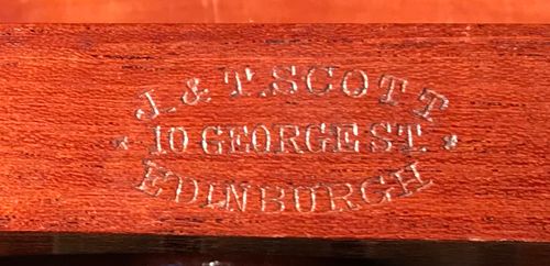 Mid 19th. Century Inlaid Amboyna Davenport by J & T Scott of Edinburgh
