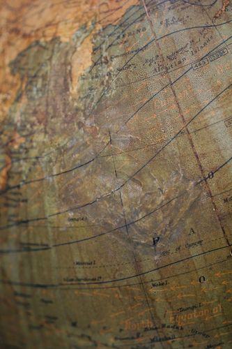 Antique Weber Costello Co. Globe on Stand