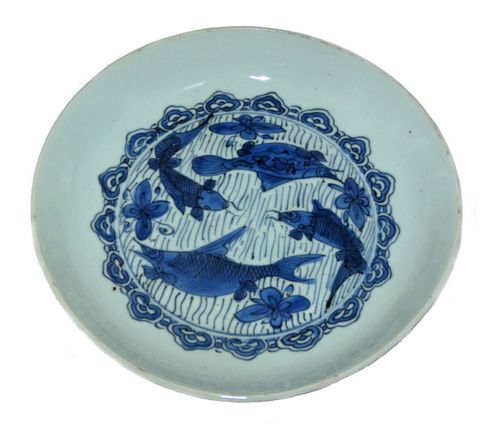 Ming - Wanli - Blue and White Porcelain Deep saucer Plate