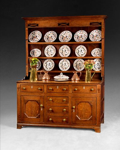 George III Inlaid Oak Welsh Dresser