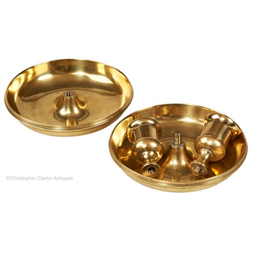 Cast Brass Pair of Campaign Candlesticks