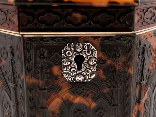 Pressed Tortoiseshell and silver Tea Caddy