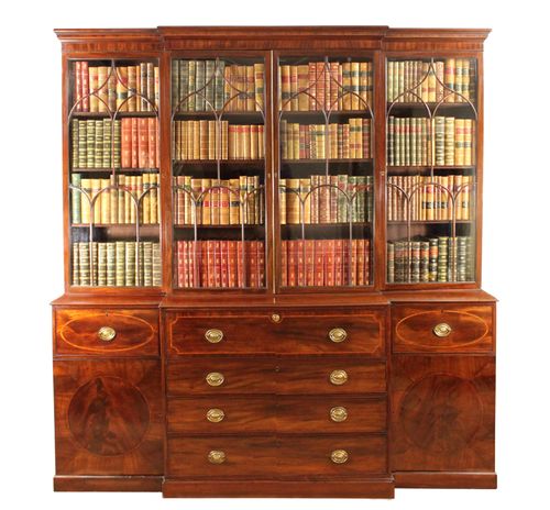 Georgian mahogany breakfront bookcase