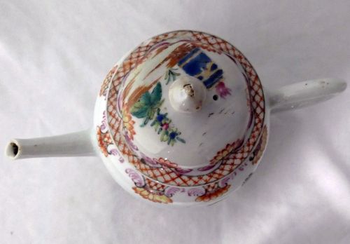 Chinese 18th Century Famille Rose Valentine Pattern Tea Pot