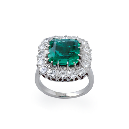 Emerald & Diamond Cluster Ring