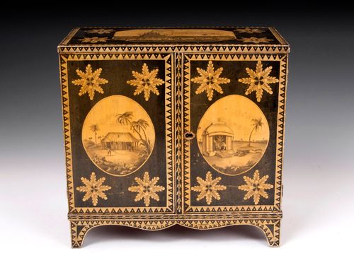 Antique Regency Penwork Cabinet