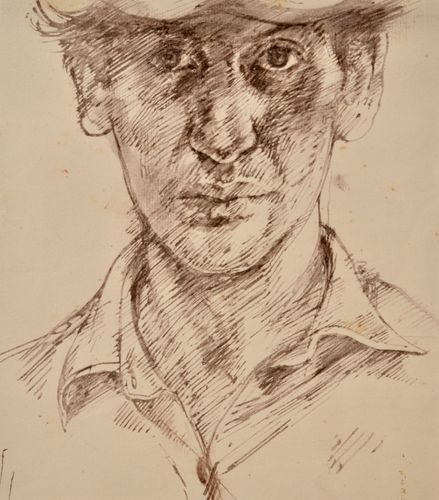 John Sergeant - Self Portrait - pen and ink