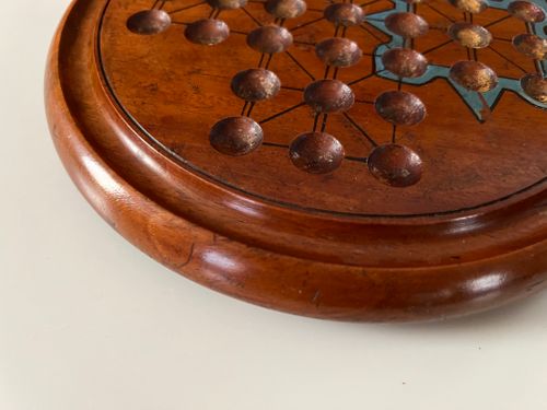 Victorian Wood and Marbles Game of Solitaire