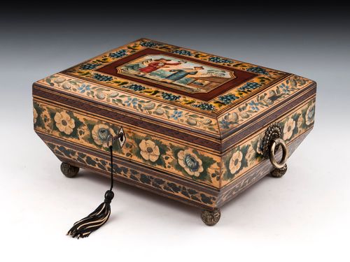 Regency Penwork Chinoiserie Sewing Box