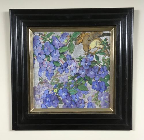 Kay Nixon - Bird and Blossom - Oil & Silver paint