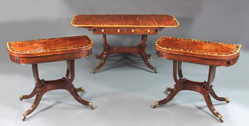 Regency pair of card tables with matching sofa table