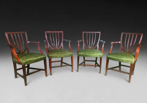 Set of four Hepplewhite Period Mahogany Salon Armchairs