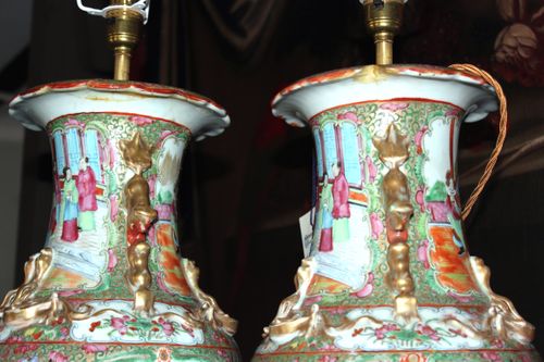 Pair of Canton vases as table lamps
