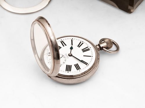 Glass Clock Inkwell
