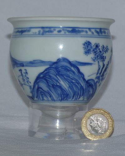 Transitional Blue and White Conical Cup