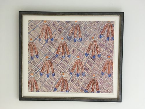 Zandra Rhodes - Indian Feather Fabric Design - watercolour