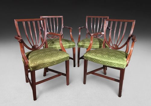 Set of four Hepplewhite Period Mahogany Salon Armchairs