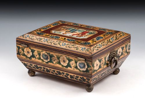 Regency Penwork Chinoiserie Sewing Box