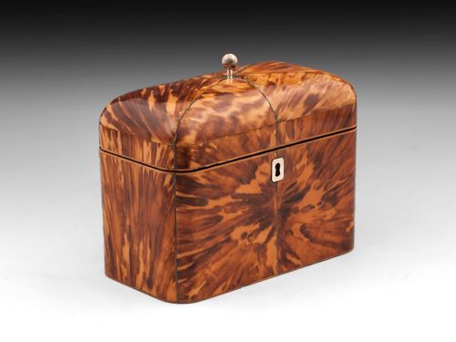 Antique Blonde Tortoiseshell Tea Caddy