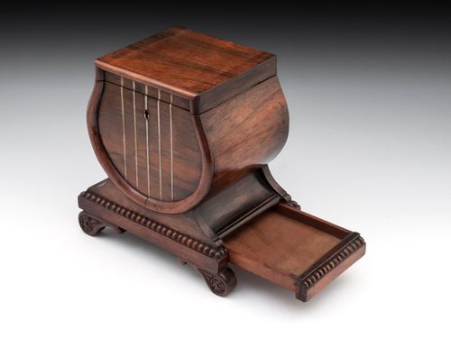 Rosewood Lyre Tea Caddy