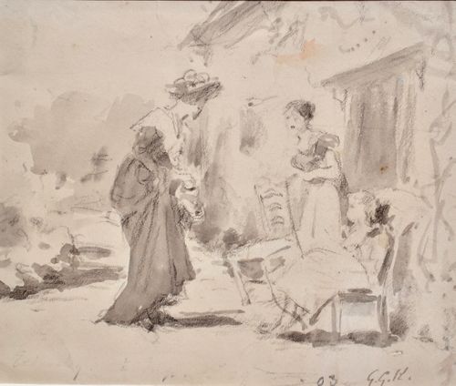 George Goodwin Kilburne - The Visitor - watercolour