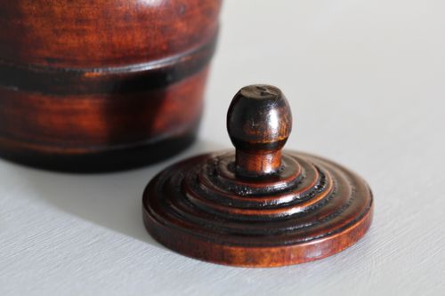 19th Century Treen Barrel Lidded Pot