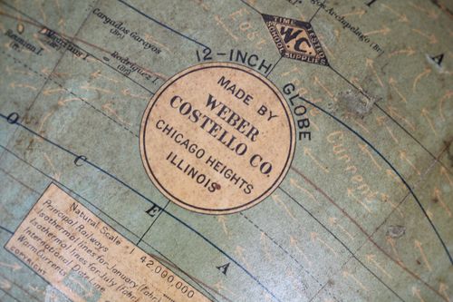 Antique Weber Costello Co. Globe on Stand