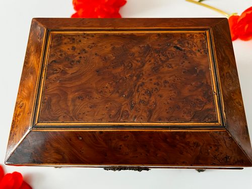 Antique Burr Yew Box Fitted for Jewellery