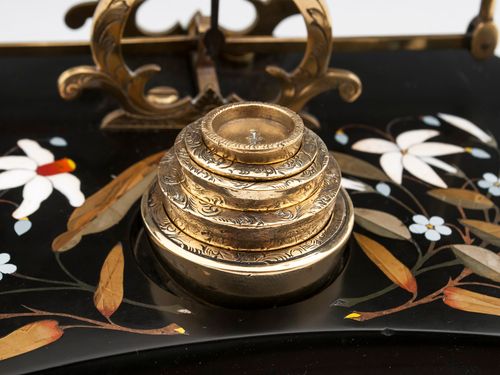 Antique Brass Engraved Pietra dura Postal Scales