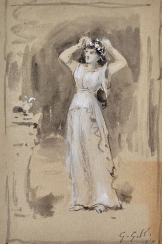 George Goodwin Kilburne - Arranging the Wreath - watercolour
