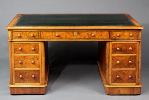 Walnut pedestal desk