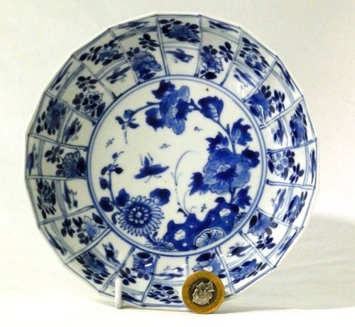 Chinese Kangxi Blue and White Molded Porcelain Plate