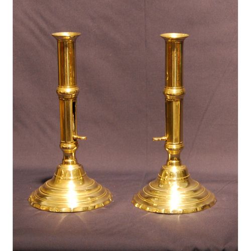 Pair of Mid 18th. century Brass Ejector Candlesticks