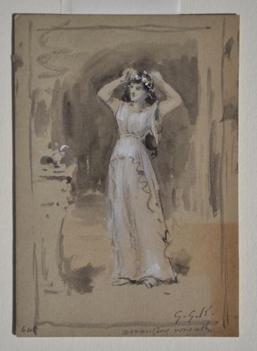 George Goodwin Kilburne - Arranging the Wreath - watercolour