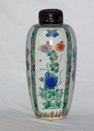 Kangxi Famille Verte Ovoid Porcelain Vase
