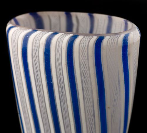A Glass Beaker with Blue and White Fili and Retortoli; late 17th century.