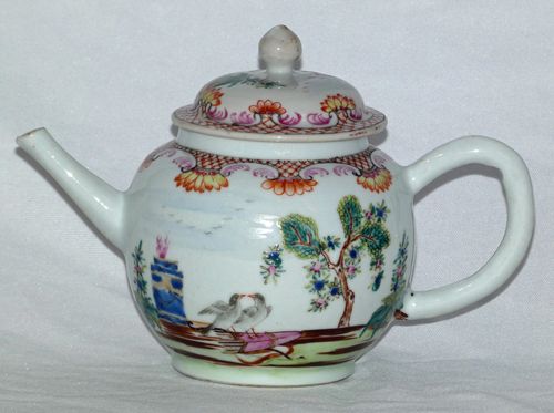 Chinese 18th Century Famille Rose Valentine Pattern Tea Pot