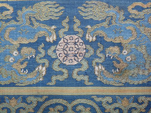 Chinese 17th Century Blue Brocade Panel