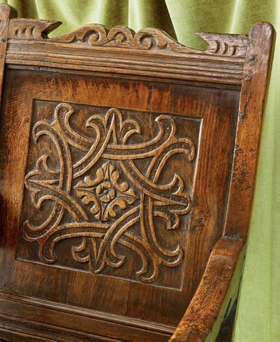 A Mid Century 17th Century Carved Oak Wainscot Chair