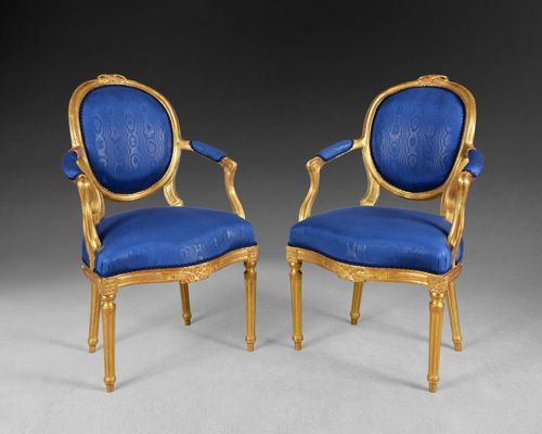 Pair of George III Carved Giltwood Salon Armchairs