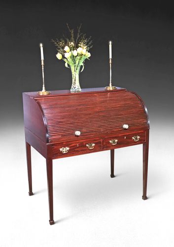 18th Century Mahogany Tambour Fronted Library Desk