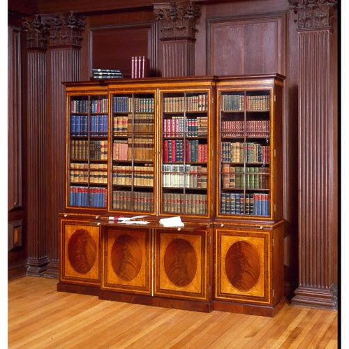 George III Mahogany and Inlaid Breakfront Bookcase