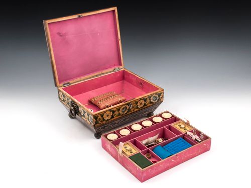Regency Penwork Chinoiserie Sewing Box
