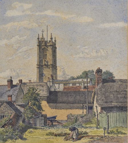 Randolph Schwabe, RWS - The Abbey Church, Cerne Abbas - Watercolour