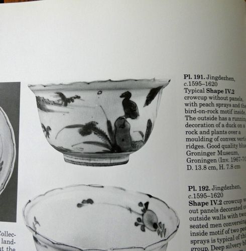 Chinese Ming Kraak Blue and White Crow Cup