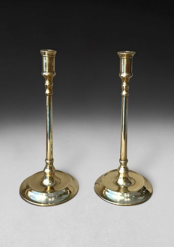 Pair of Early 19th Century Tall Brass Candlesticks